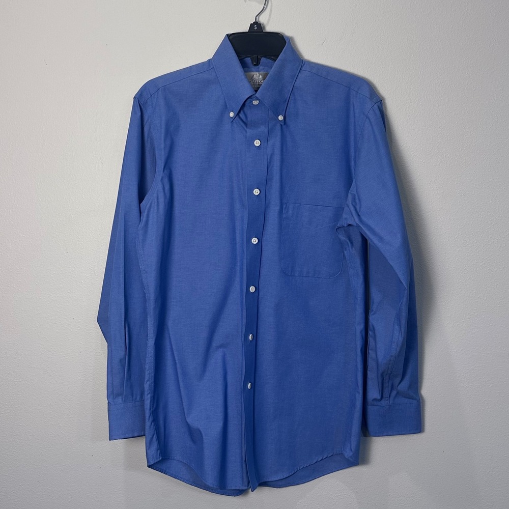 Stafford Executive‎ Wrinkle Free Mens Long Sleeve Button Down Shirt Blue Size XL